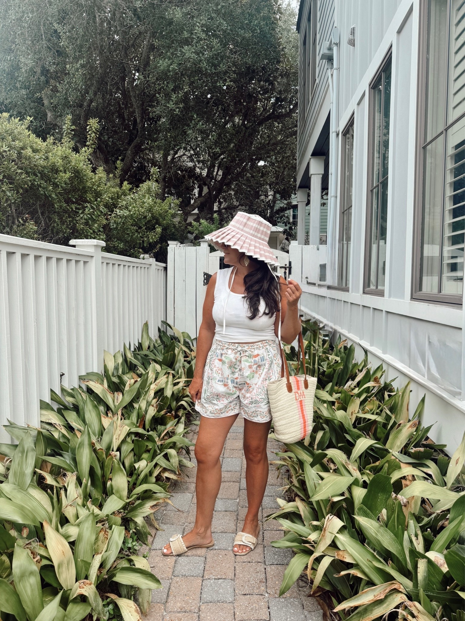 Lorna Murray hat with shorts and wide tank top. Beach bag

#LTKSwim #LTKTravel