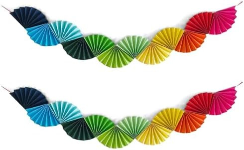 Banner Garland Fan-Shaped, Rainbow Colors Wall Decor Party Decorations for Birthday Wedding Colle... | Amazon (US)