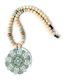 Boho Wooden Bead Necklace with Wooden Pendant (White and LIght Blue) | Amazon (US)