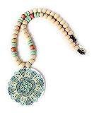 Boho Wooden Bead Necklace with Wooden Pendant (White and LIght Blue) | Amazon (US)