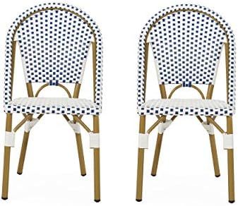 Christopher Knight Home 313252 Philomena Outdoor French Bistro Chair (Set of 2), Blue + White + B... | Amazon (US)