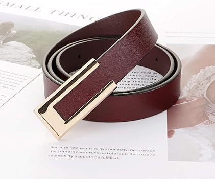 CB Women's Soft Genuine Leather Belts Waist Belt Gold Solid Color Buckle Waistband For Pants, Jea... | Amazon (UK)
