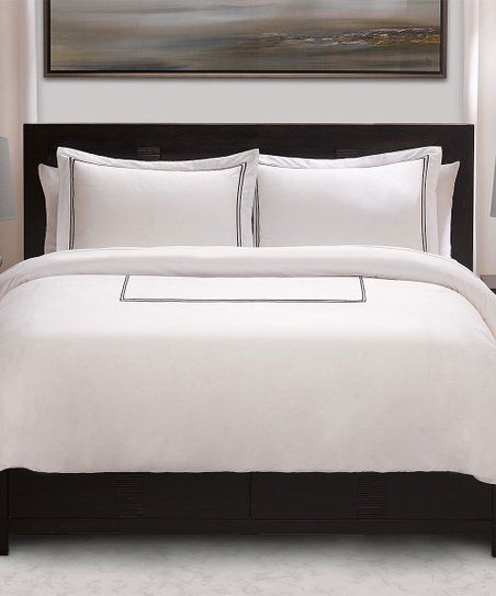 Black-Trim Cotton Duvet Cover Set | Zulily