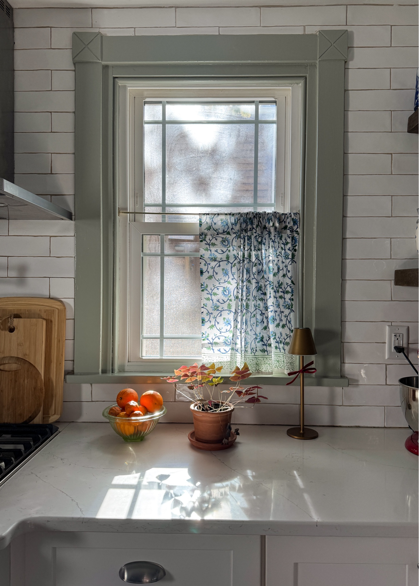 Morning light ☀️ Love how just adding these curtains & painting the window trim changed the look of our kitchen! Low cost, high payoff ❤️ #homerefresh #whitekitchen 

#LTKFindsUnder50 #LTKHome