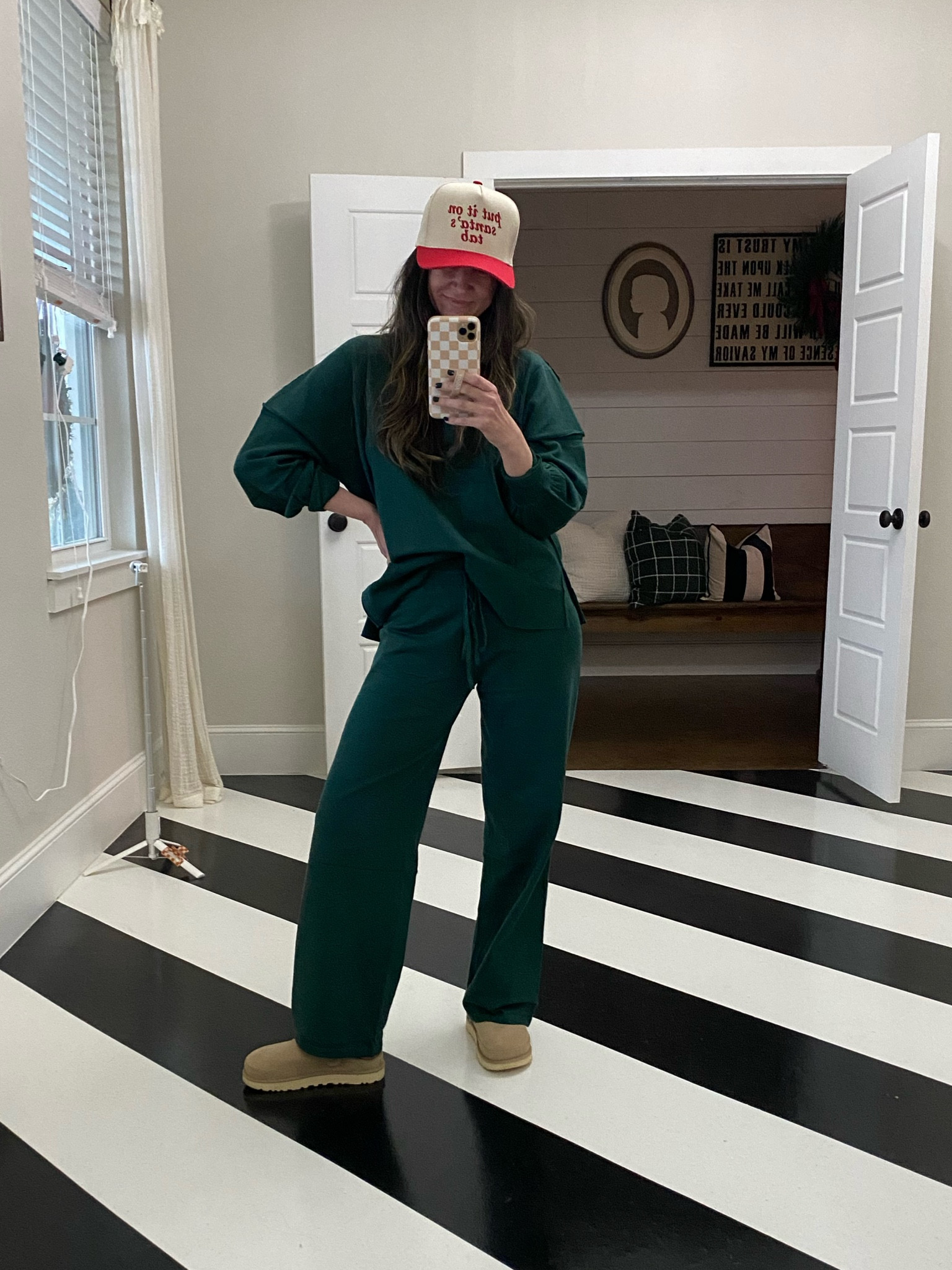 Easy Christmas Outfit / Holiday Outfit:
-2 piece sweater set: S - tts (size up if between or want additional room) 
-uggs clogs: 6 - tts (size up if wear socks or between sizes) 
-put it on santas hat 

#LTKHoliday #LTKFindsUnder50 #LTKSeasonal