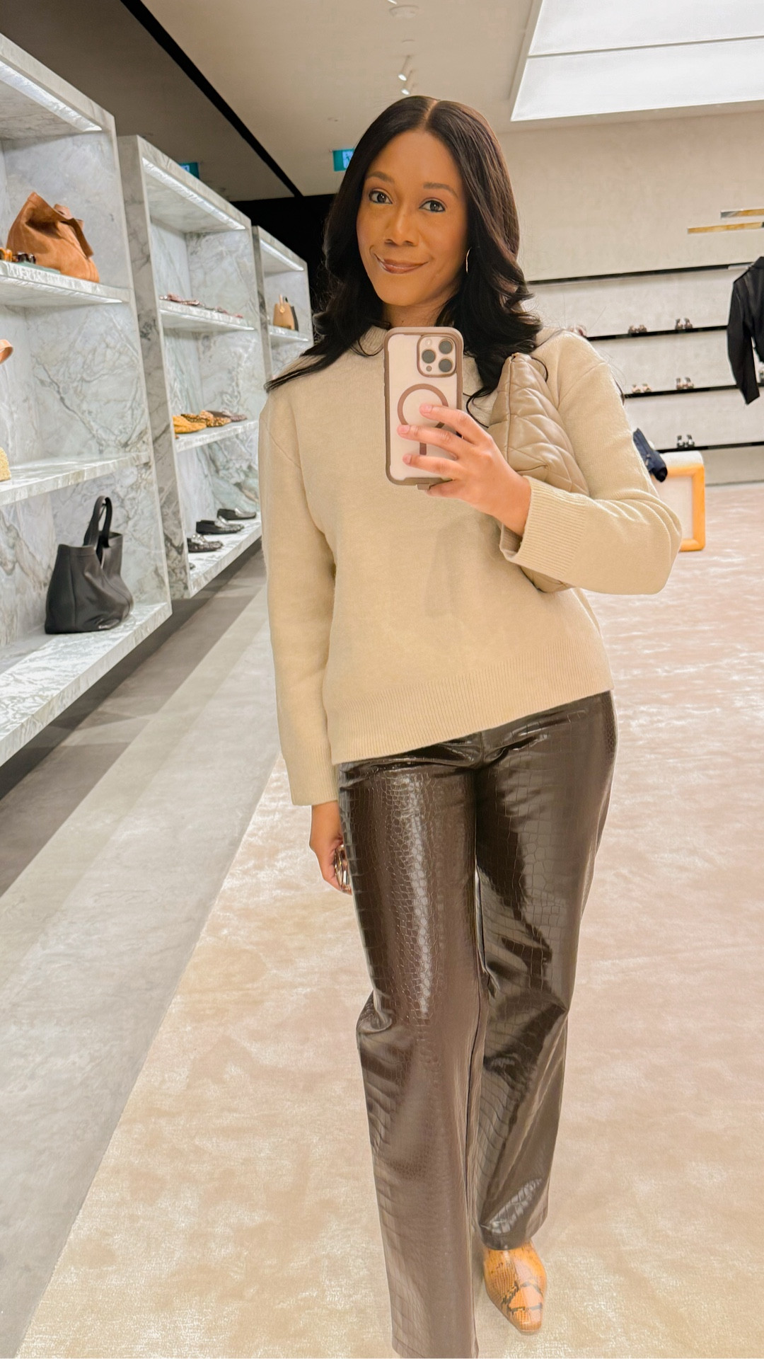 Here’s a look at a neutral spring outfit I wore to the YSL store recently-opening here in Toronto. Kept it simple, but these leather croc pants were really the star of the show. These Staud Wally snakeskin boots were 👌🏽👌🏽

Spring outfit, what to wear, how to style, date night outfit, croc leather pants, beige sweater, cream crewneck sweater, snake skin boots, Staud Wally boots, fall outfit, winter outfit 


#LTKOver40 #LTKootd #LTKSeasonal
