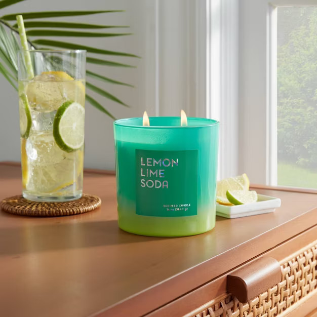 12oz Ombre Oval Candle Lemon Lime Soda Teal - Opalhouse™ | Target