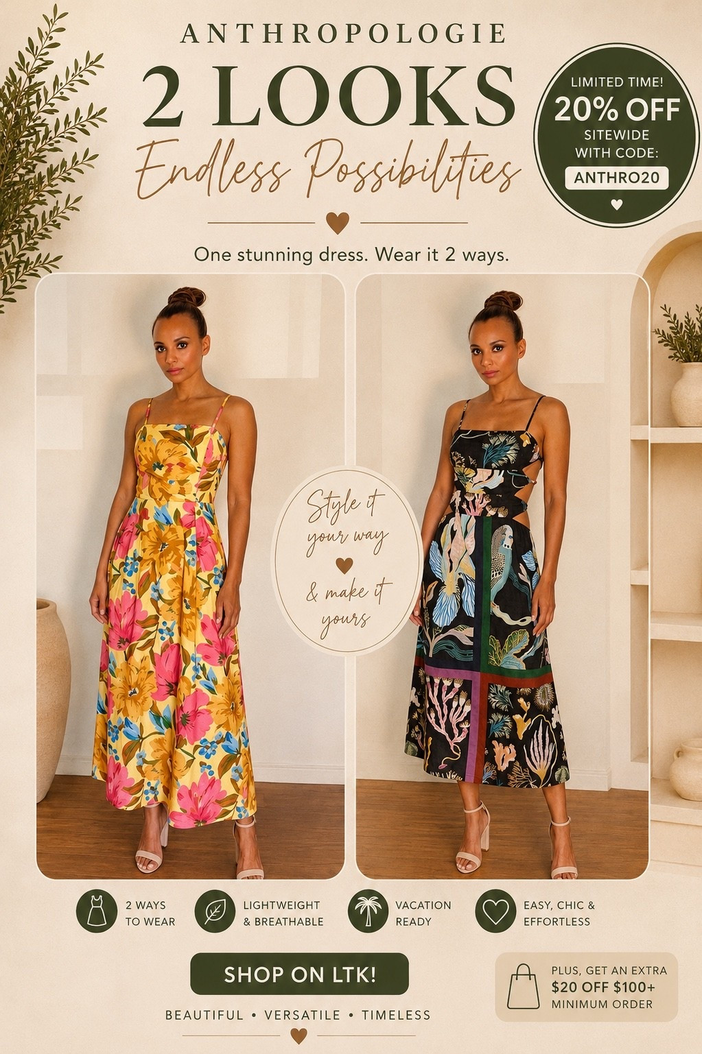 🌼 Anthropologie dress obsession! These two stunning dresses are perfect for summer vacations, brunch dates, garden parties, and everything in between. Feminine prints, flattering silhouettes, and effortless style you’ll wear all season long.

✨ Bonus: Save 20% OFF with code ANTHRO20 (minimum $100 purchase).

💛 Shop both looks through my LTK before they’re gone!

#Anthropologie #AnthroStyle #SummerDress #VacationStyle #LTKStyle #LTKFashion #DressInspiration #FloralDress #EffortlessStyle #ResortWear #BrunchOutfit #FashionFinds

@Anthropologie
