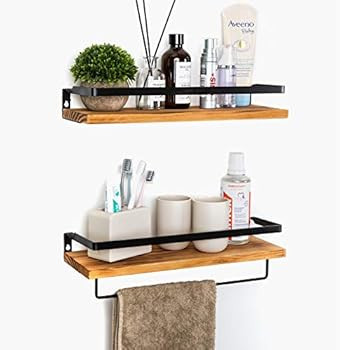 SODUKU Floating Shelves Wall Mounted Storage Shelves for Kitchen, Bathroom,Set of 2 Carbonized Bl... | Amazon (US)