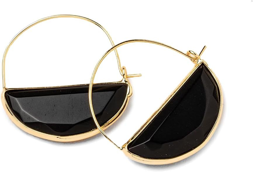 Scout Curated Wears - Stone Prism Hoop Earring - Black Spinel/Gold | Amazon (US)