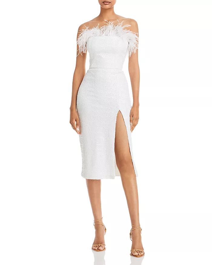 Liz Feather Trim Strapless Shimmer Dress - 100% Exclusive | Bloomingdale's (US)