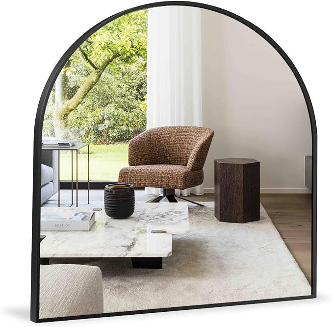 Arched Wall Mirror, Arched Bathroom Mirror, 26x28 inch Black Wall Mounted Mirror for Vanity Bedro... | Amazon (US)