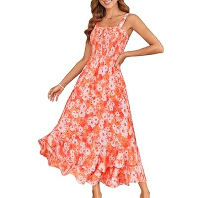 GRACE KARIN Women's 2026 Summer Floral Boho Dress Square Neck Strapped Swing… | Amazon (US)
