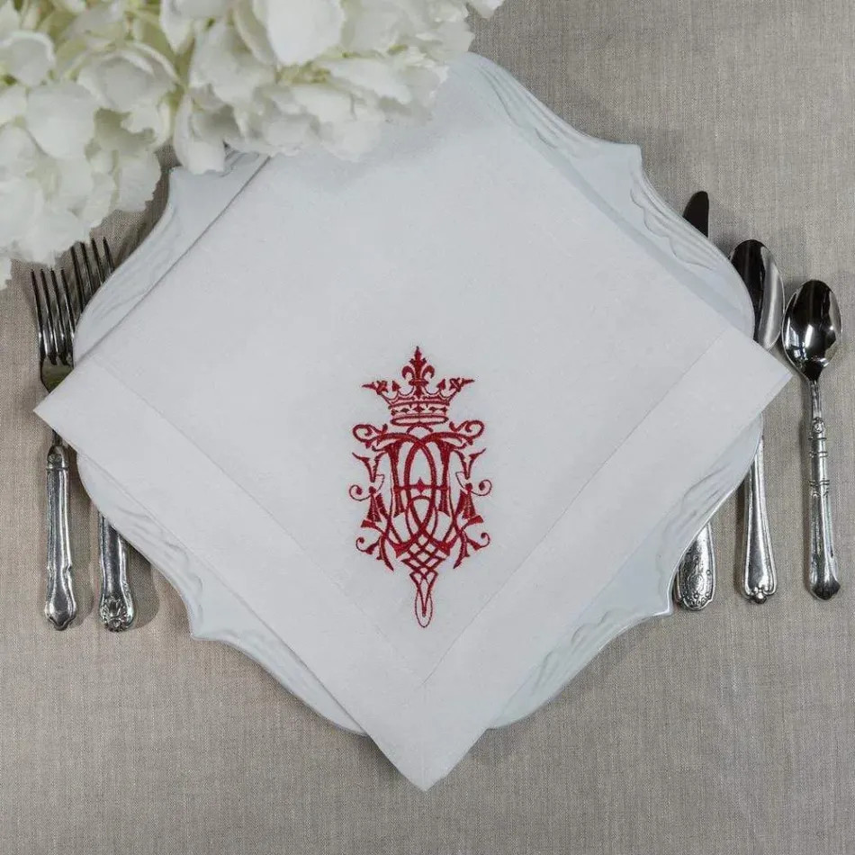 Royal, White (Red) 22" Square Napkin | Gracious Style