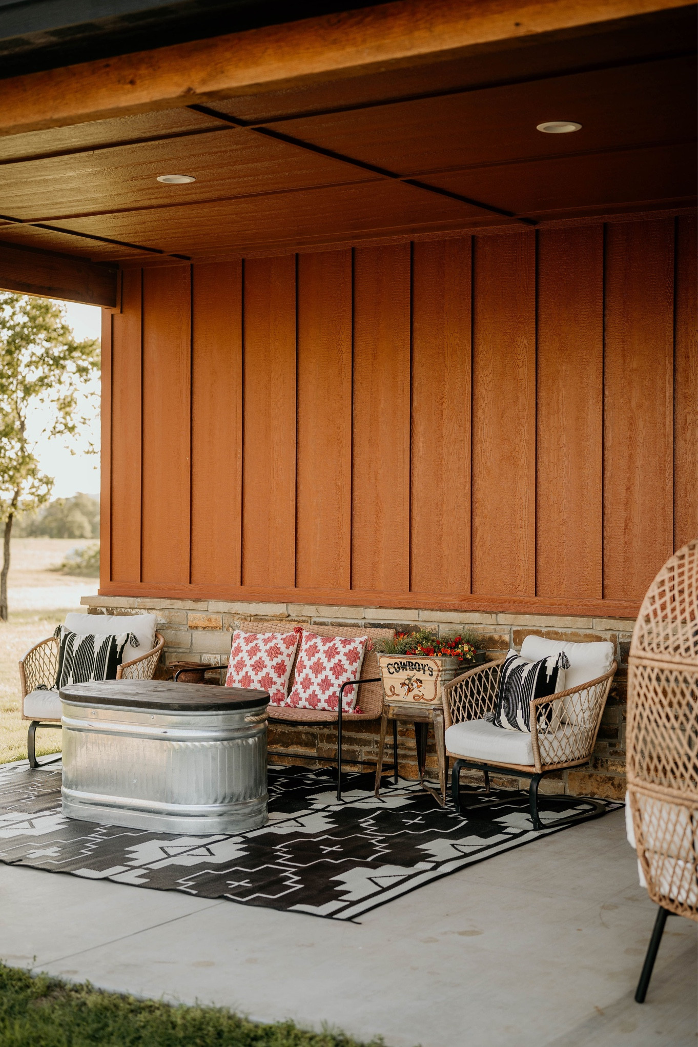 Western patio. Outdoor patio furniture. Patio. The rug can be found at Western Grande: The Ranch Rug. 

#LTKhome #LTKunder100 #LTKunder50