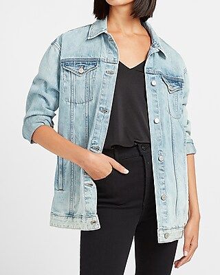 Denim Boyfriend Jacket Women's Medium Wash | Express