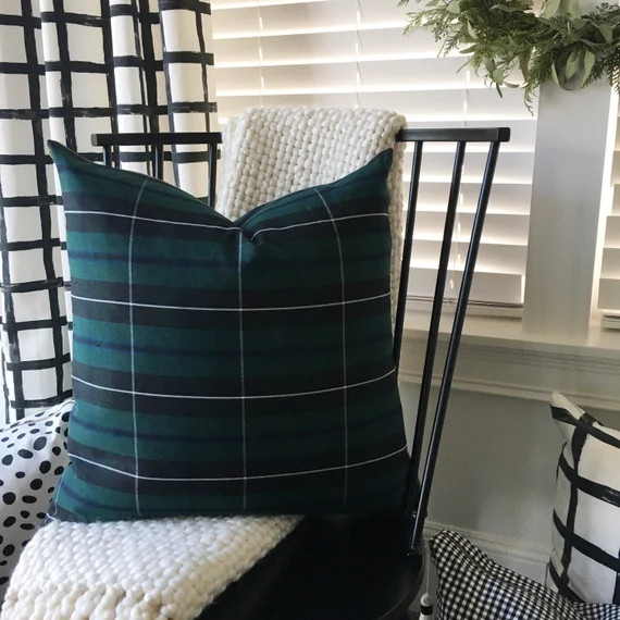 Green Tartan Pillow Cover  Black Watch Tartan Blackwater | Etsy | Etsy (US)