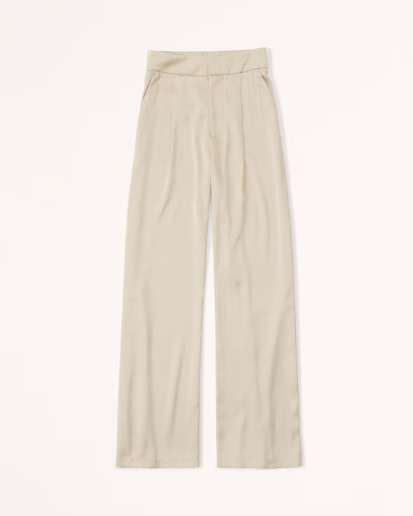Women's Satin Tailored Wide Leg Pants | Women's Bottoms | Abercrombie.com | Abercrombie & Fitch (US)