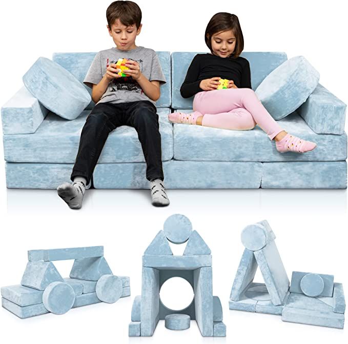 Lunix LX15 14pcs Modular Kids Play Couch, Child Sectional Sofa, Fortplay Bedroom and Playroom Fur... | Amazon (US)