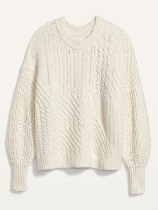 Cozy Cable-Knit Blouson-Sleeve Sweater for Women | Old Navy (US)