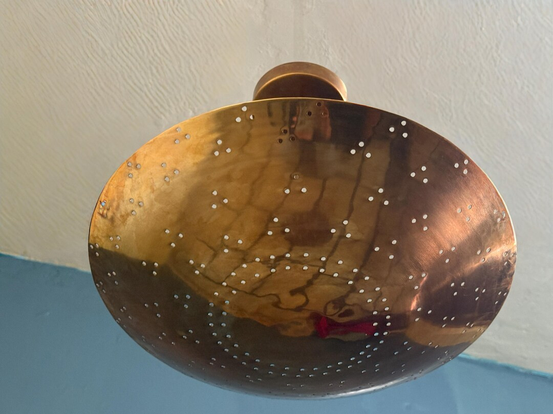 Mid Century 1950's Mid Century Italian Brass - 6 Light Elegant Perforered Ceiling Flush Mount Lig... | Etsy (US)