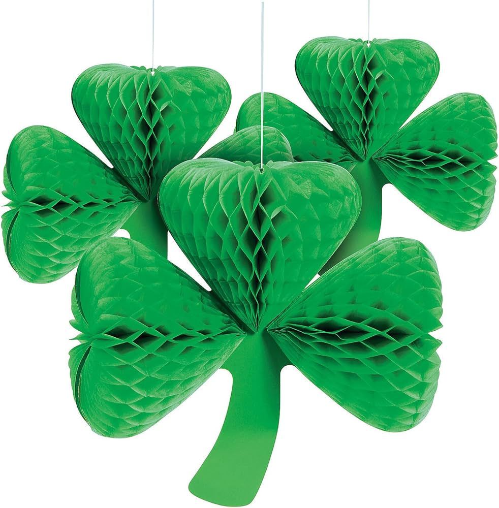 St. Patrick's Day Shamrock Tissue Hanging Decor (Set of 3) Seasonal Party Decor | Amazon (US)