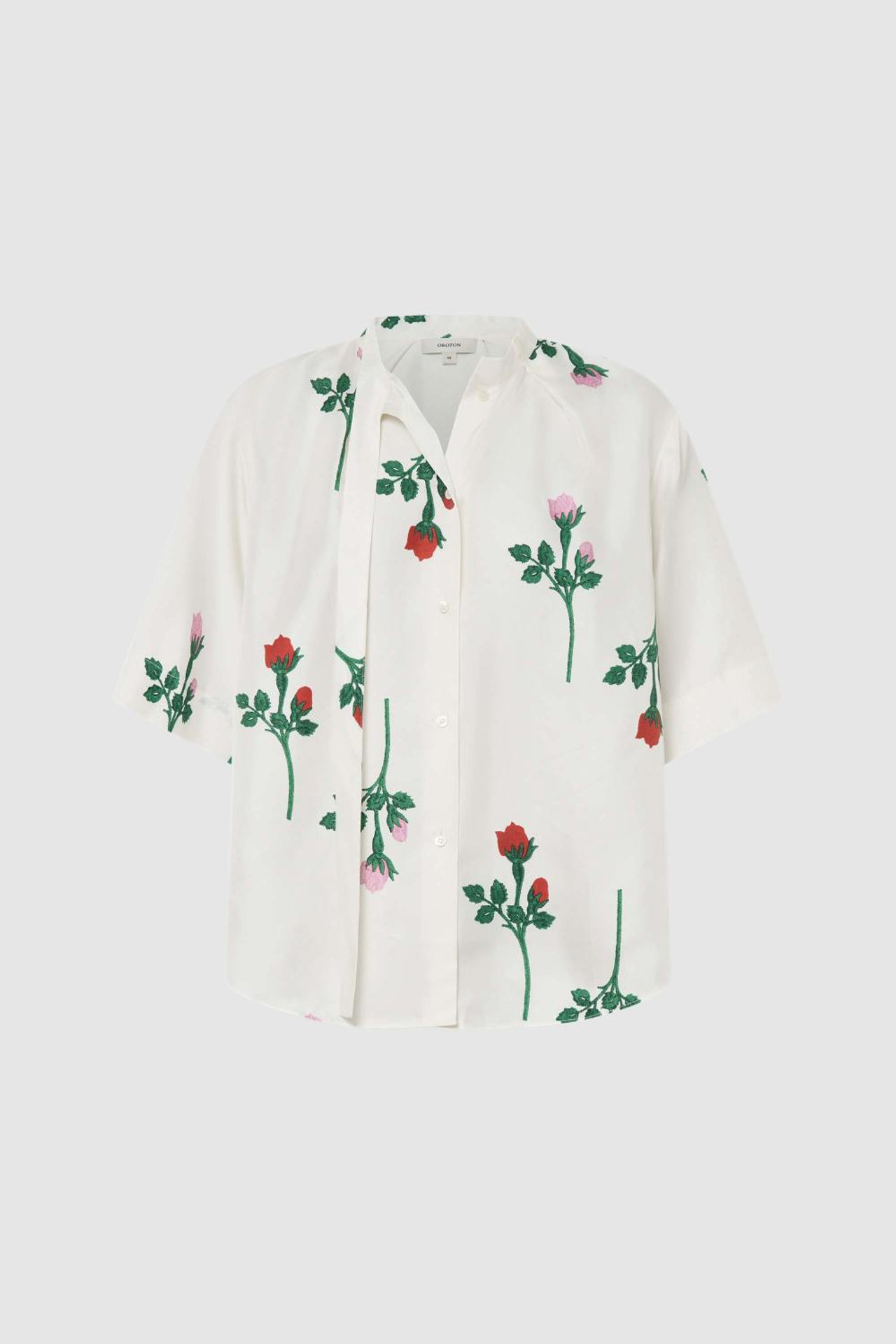 Rosebud Tie Neck Blouse -  | | Oroton