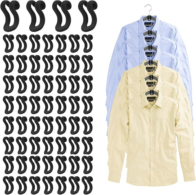 Clothes Hanger Connector Hooks, 60 Pcs Heavy Duty Velvet Clothes Hangers with Cascading Hook, Spa... | Amazon (US)