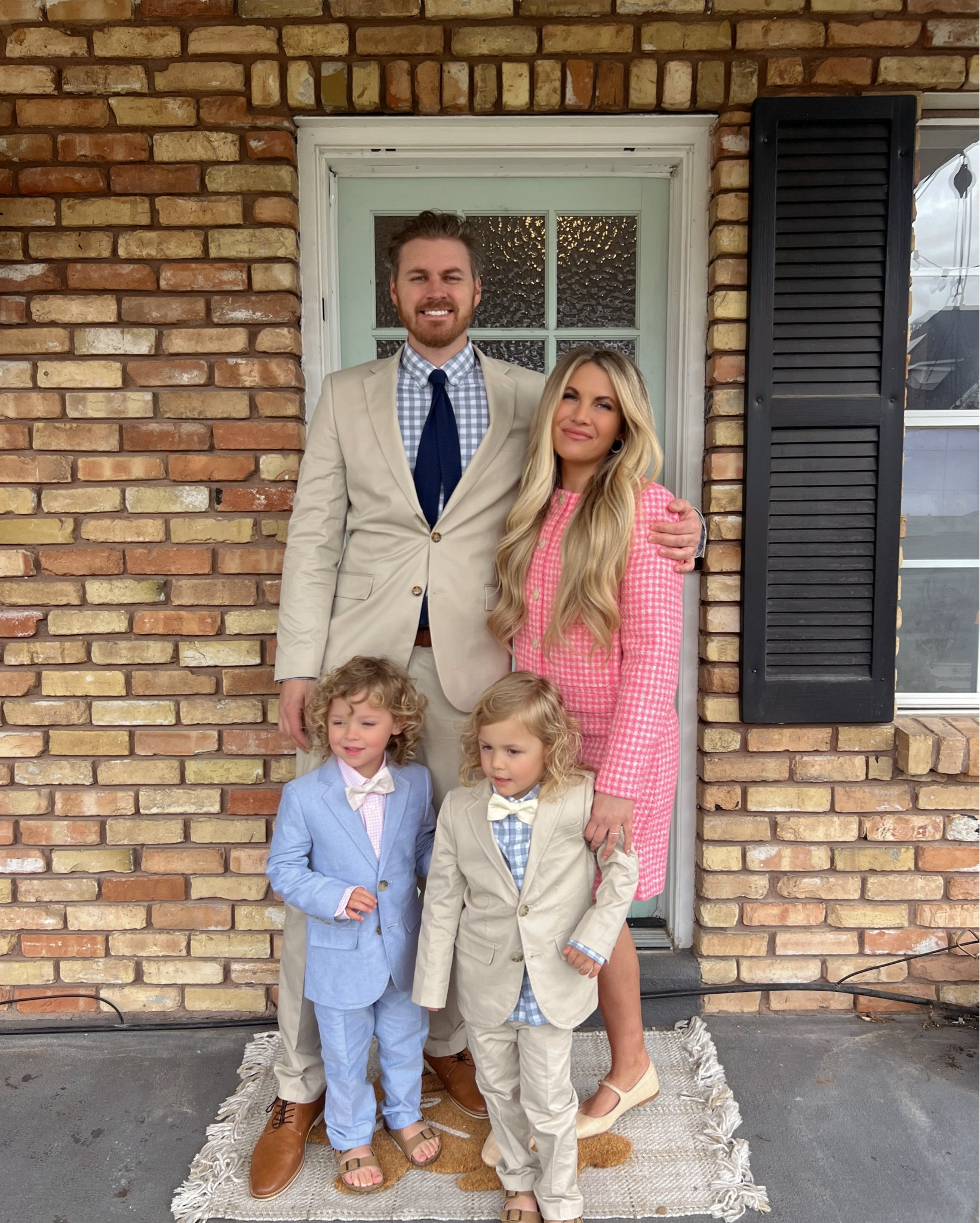 Jcrew women’s lady coat & skirt set, woven mary Jane’s, men’s tan fitted slim suit with matching toddler suits. Family style 

#LTKstyletip #LTKkids #LTKfindsunder100