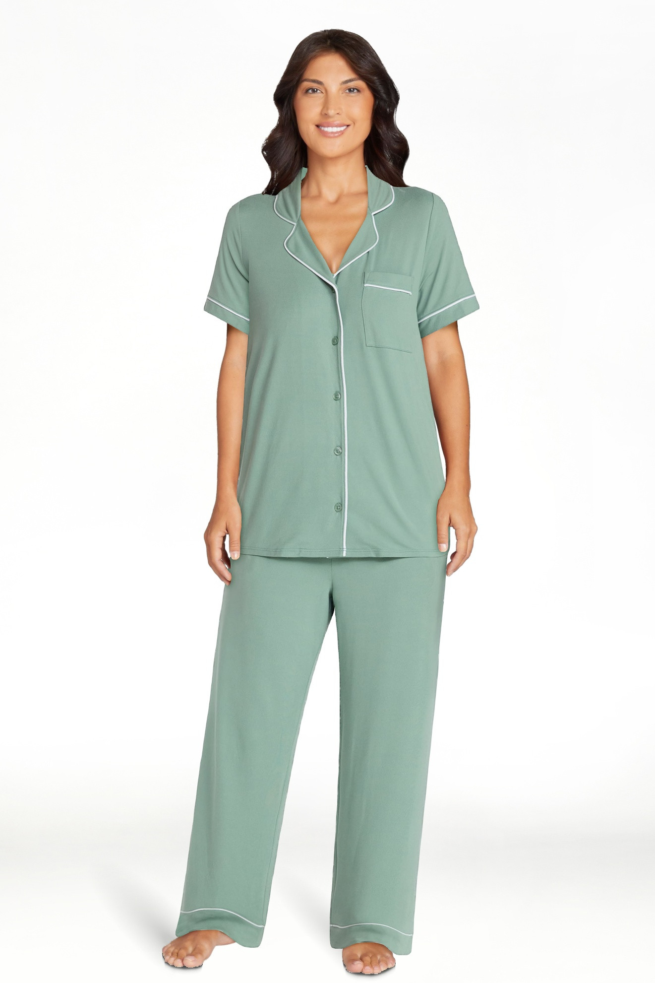 Joyspun Women's Dreamy Soft Collection Notch Collar Top and Capri Pants Pajama Set, 2-Piece, Size... | Walmart (US)