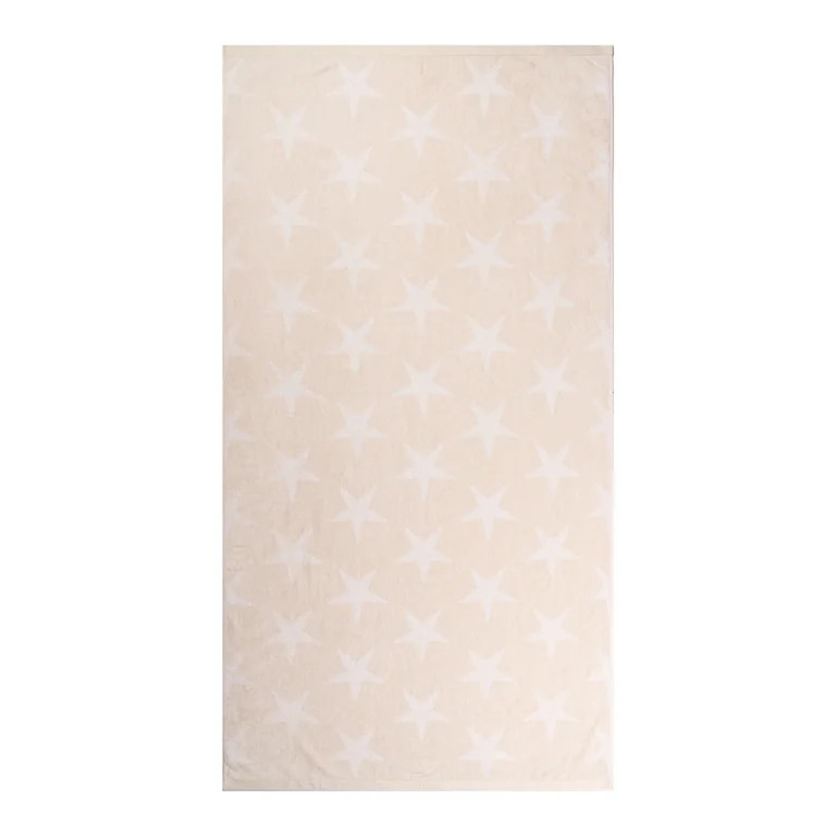 Mainstays Patriotic Cotton Blend Beach Towel, 36 x 72 in, Beige Star | Walmart (US)
