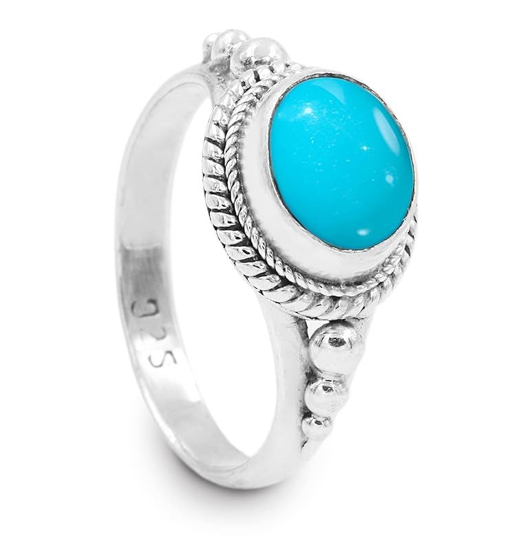 Handcrafted 925 Silver Turquoise Ring｜Turquoise 925 Sterling Silver Ring｜Great Gift Idea Hand... | Amazon (US)