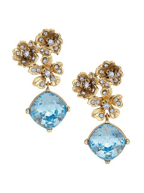 Resort 22 Goldtone &amp; Swarovski Crystal Floral Drop Earrings | Saks Fifth Avenue