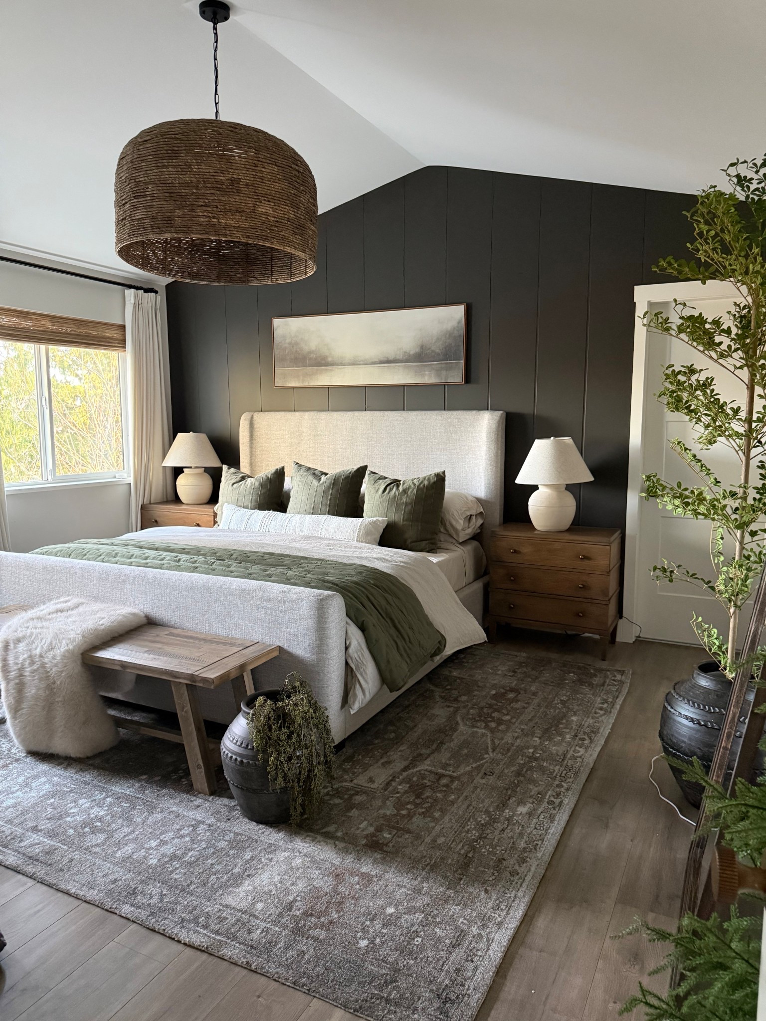 Primary bedroom..leaning into Spring layers..a little lighter but still cozy! 