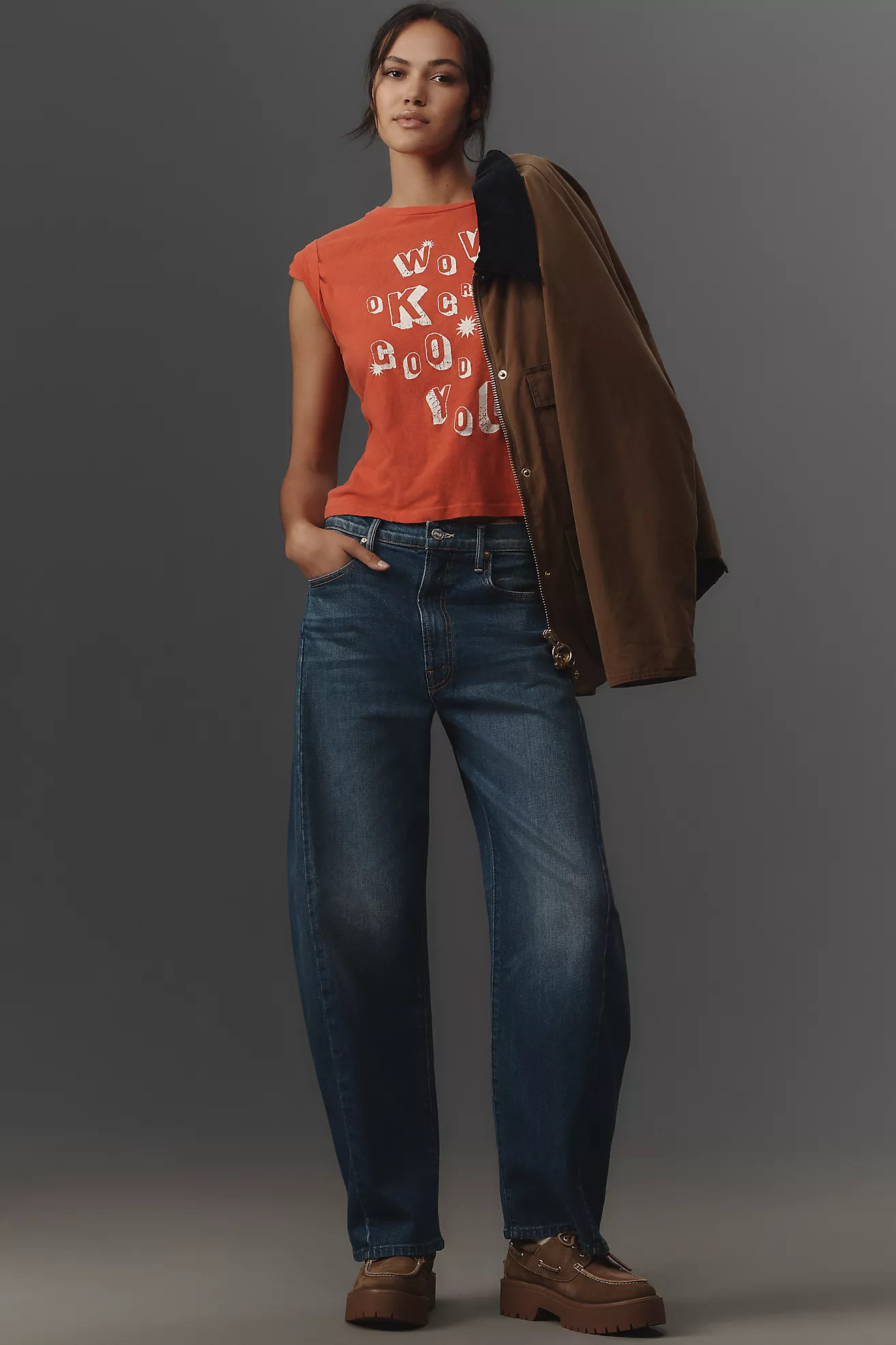 MOTHER The Full Pipe Flood High-Rise Barrel Jeans | Anthropologie (US)