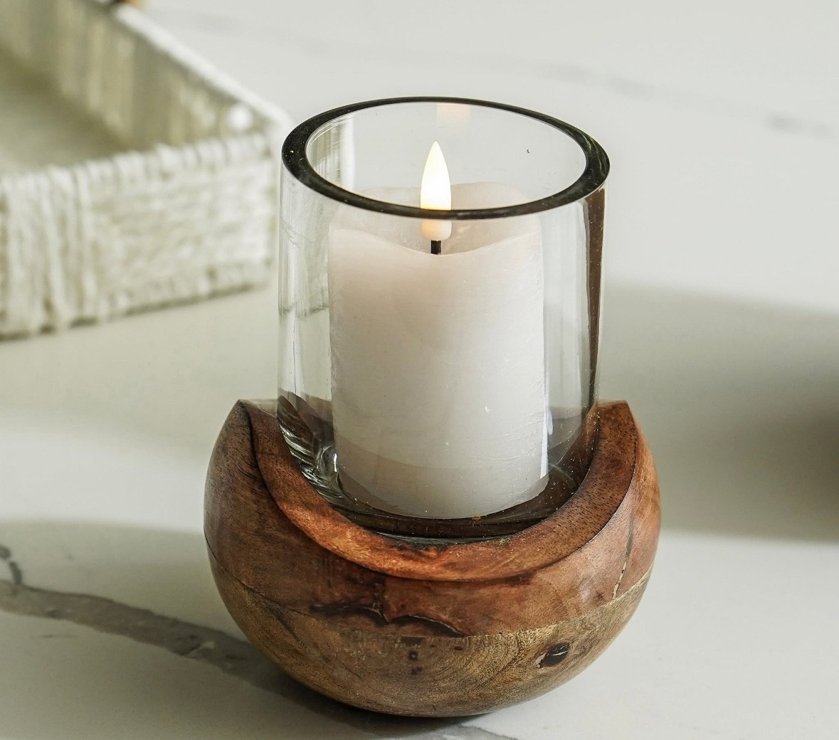 Obsessed with this Mango Wood and glass Hurricane! 

#LTKFindsUnder50 #LTKHome #LTKStyleTip