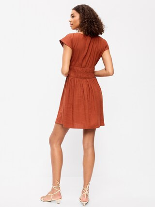 Smocked-Bodice Fit & Flare Mini Dress | Old Navy (US)