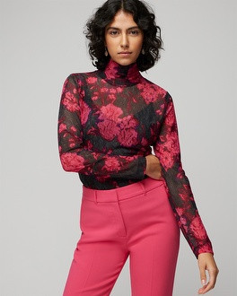 Long Sleeve Mesh Turtleneck | White House Black Market