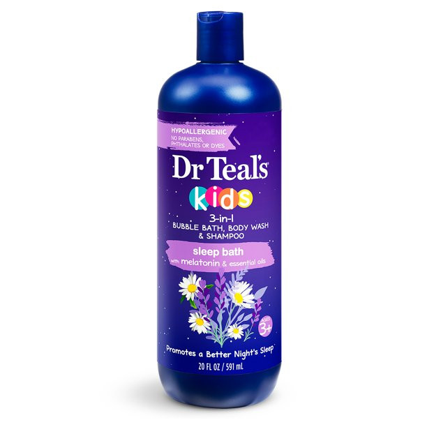 Dr Teal's Kids 3-in-1 Bubble Bath, Body Wash & Shampoo, Sleep Bath with Melatonin, 20 fl oz | Walmart (US)