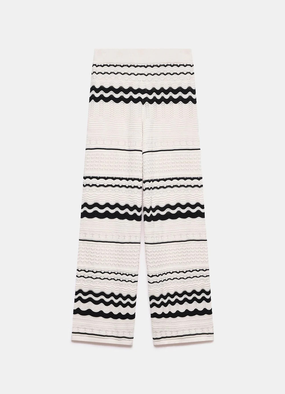 Cream Striped Crochet Wide Trousers | Mint Velvet