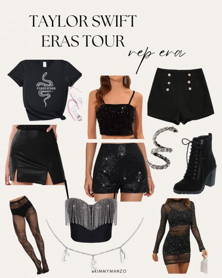 Taylor Swift Eras Tour outfit ideas for the Rep Era. Lots of black, sparkles, snake and feeling like your best self! 

#LTKstyletip #LTKSeasonal #LTKFind
