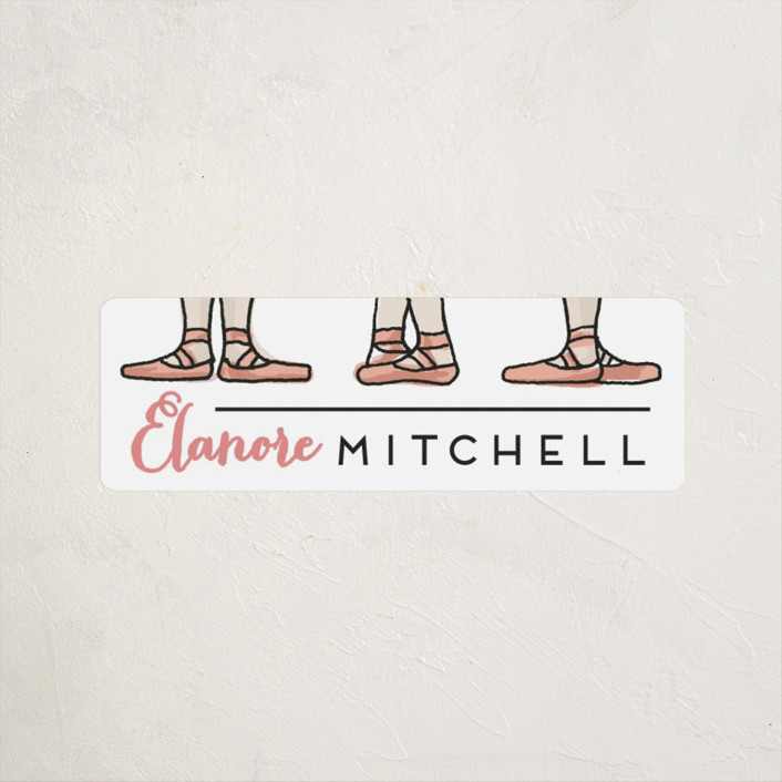 "Ballet Feet" - Customizable Custom Name Labels in Pink by Shiny Penny Studio. | Minted