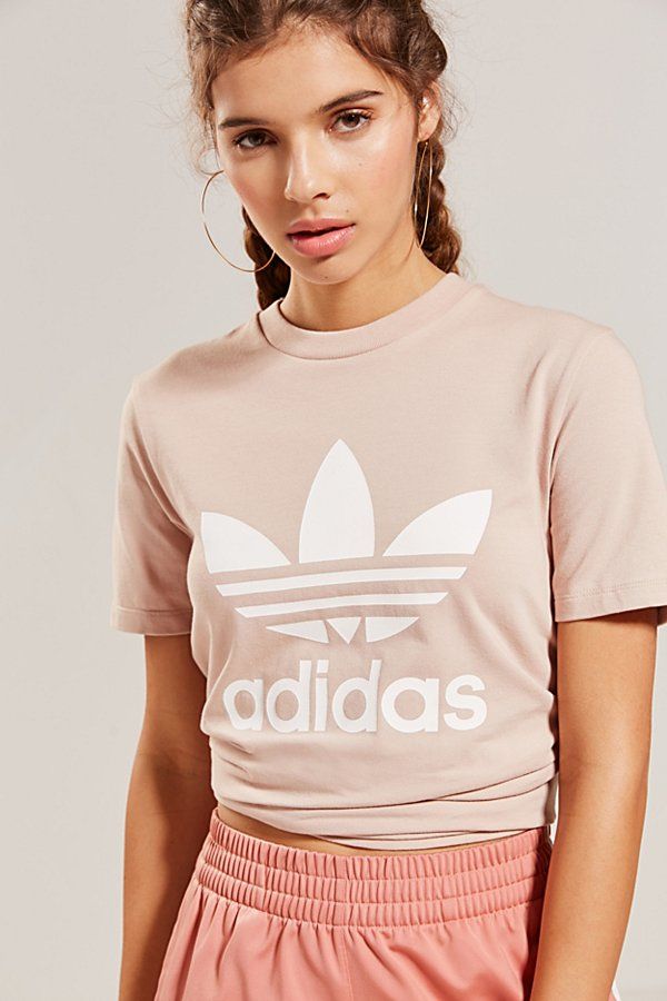 adidas Originals Adicolor Trefoil Crew-Neck Tee - Beige XS at Urban Outfitters | Urban Outfitters (US and RoW)