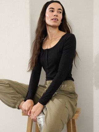Signature Rib Henley Top | Athleta