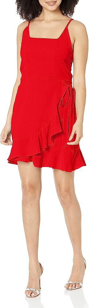 Relipop Women's Dress Spaghetti Strap Waist Tie Knot Wrap Front Ruffle Hem Short Dress | Amazon (US)