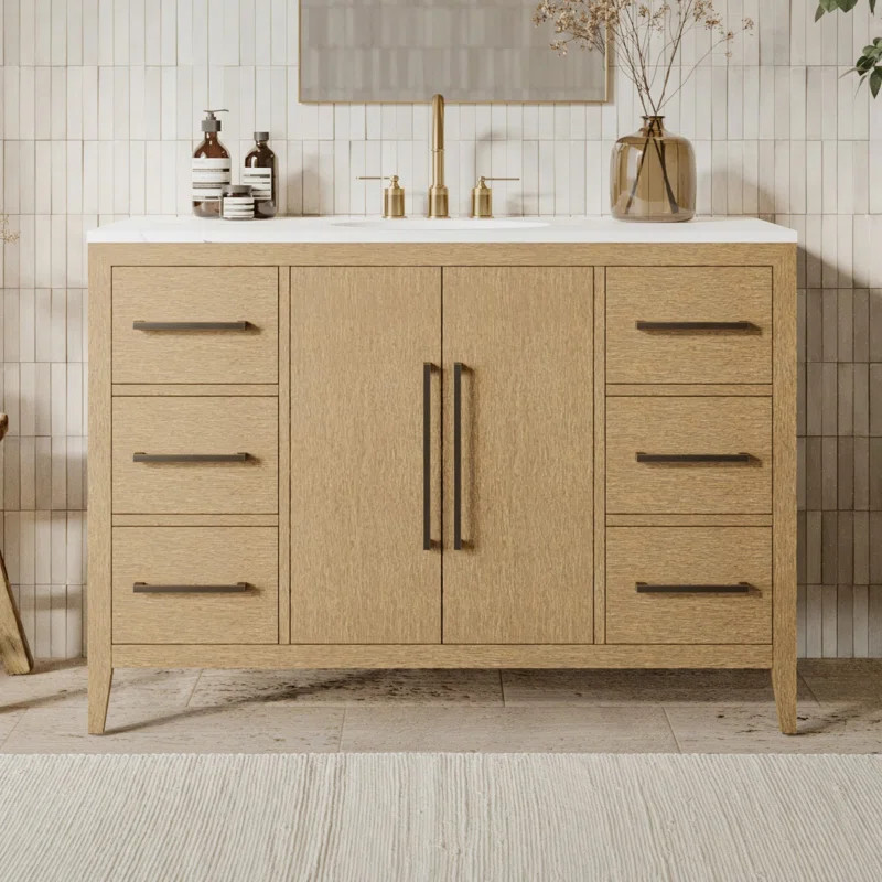 Alsup 48'' Single Bathroom Vanity with Quartz Top | Wayfair North America