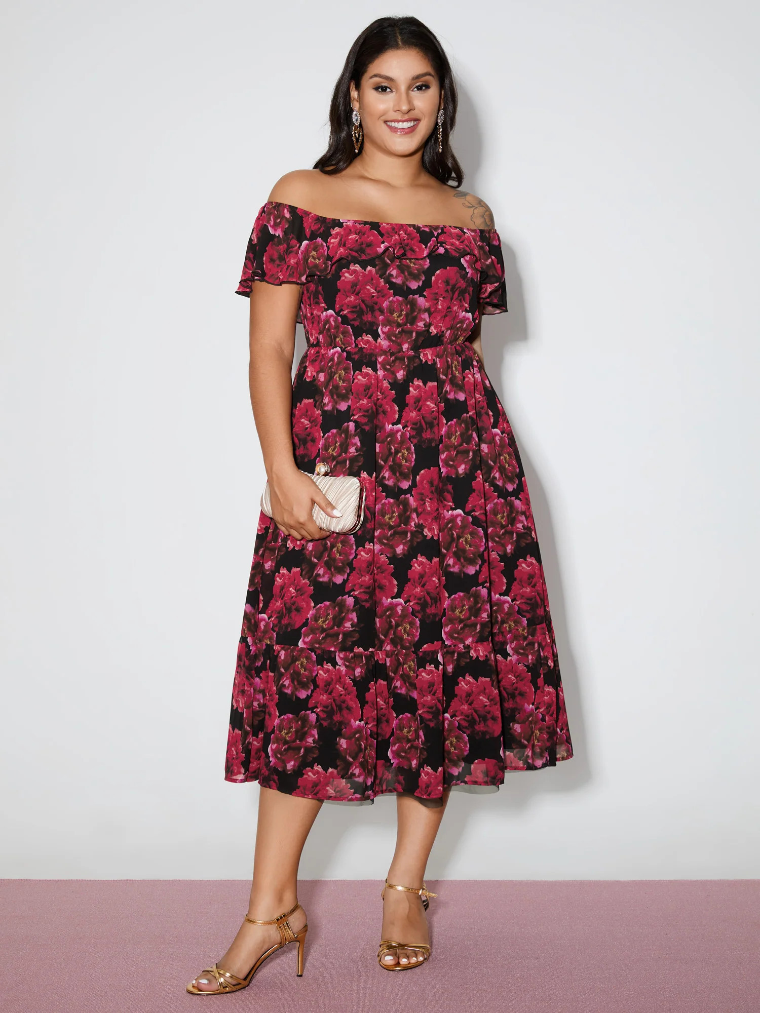 Love in the Air Off-Shoulder Midi Dress | Bloomchic