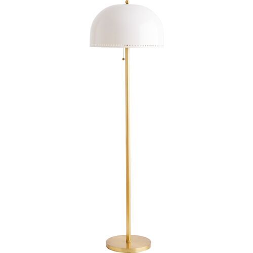 Theo Dome Floor Lamp, Brass/White | One Kings Lane