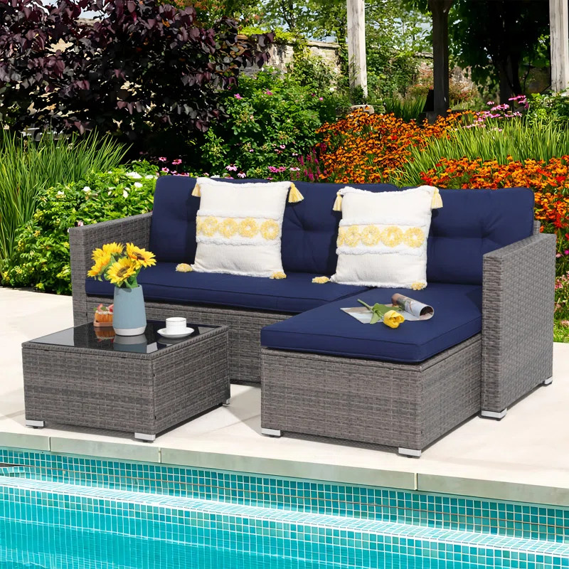 Presious 3 Piece Rattan Sofa Seating Group with Cushions | Wayfair North America
