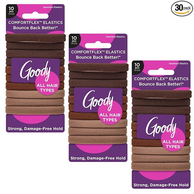 Goody ComfortFlex Seamless Brown Hair Elastics for All Hair Types, No Slip Grip Ouchless Ties wit... | Amazon (US)